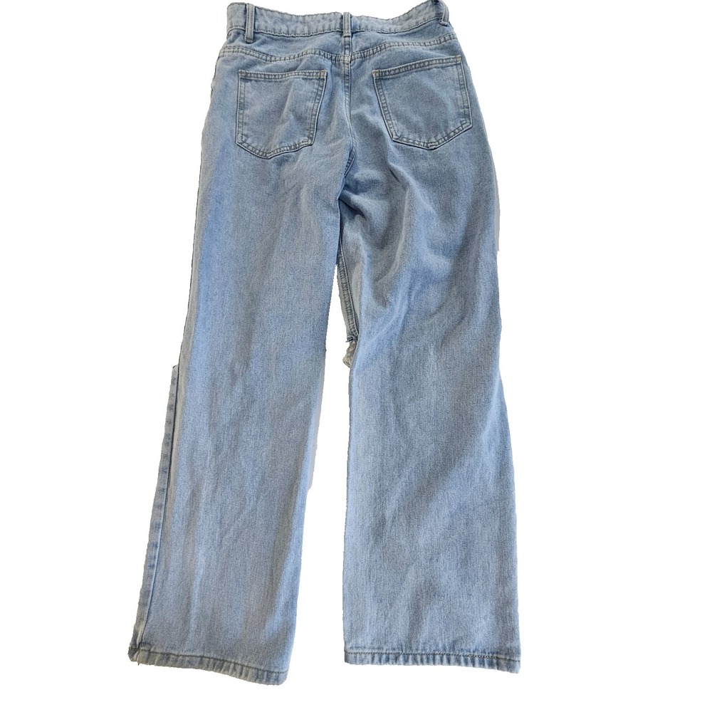 Womens Jeans Size 27 Straight Leg Distressed High Rise Light Wash Preowned SHEIN - Picture 3 of 3